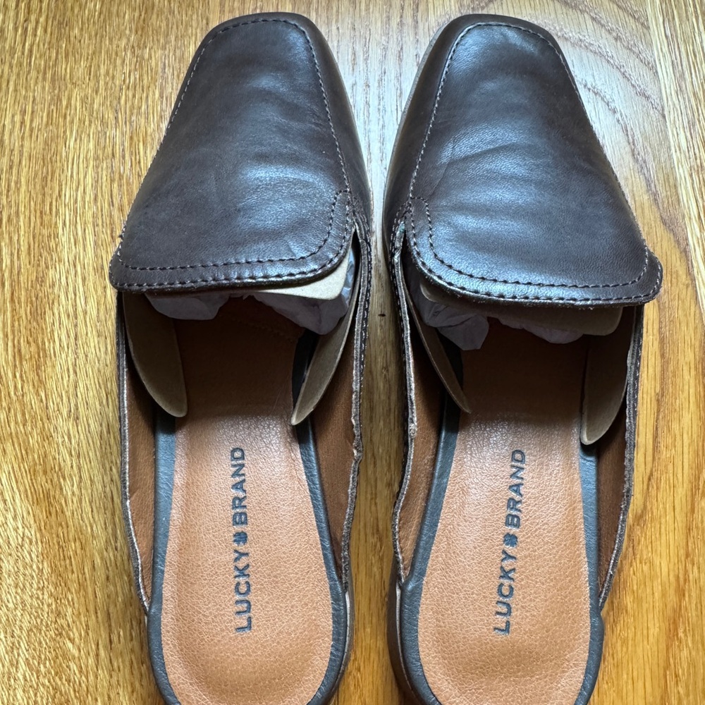 Lucky Brand Womens Brown Leather Slip-On Loafers - Picture 2 of 4